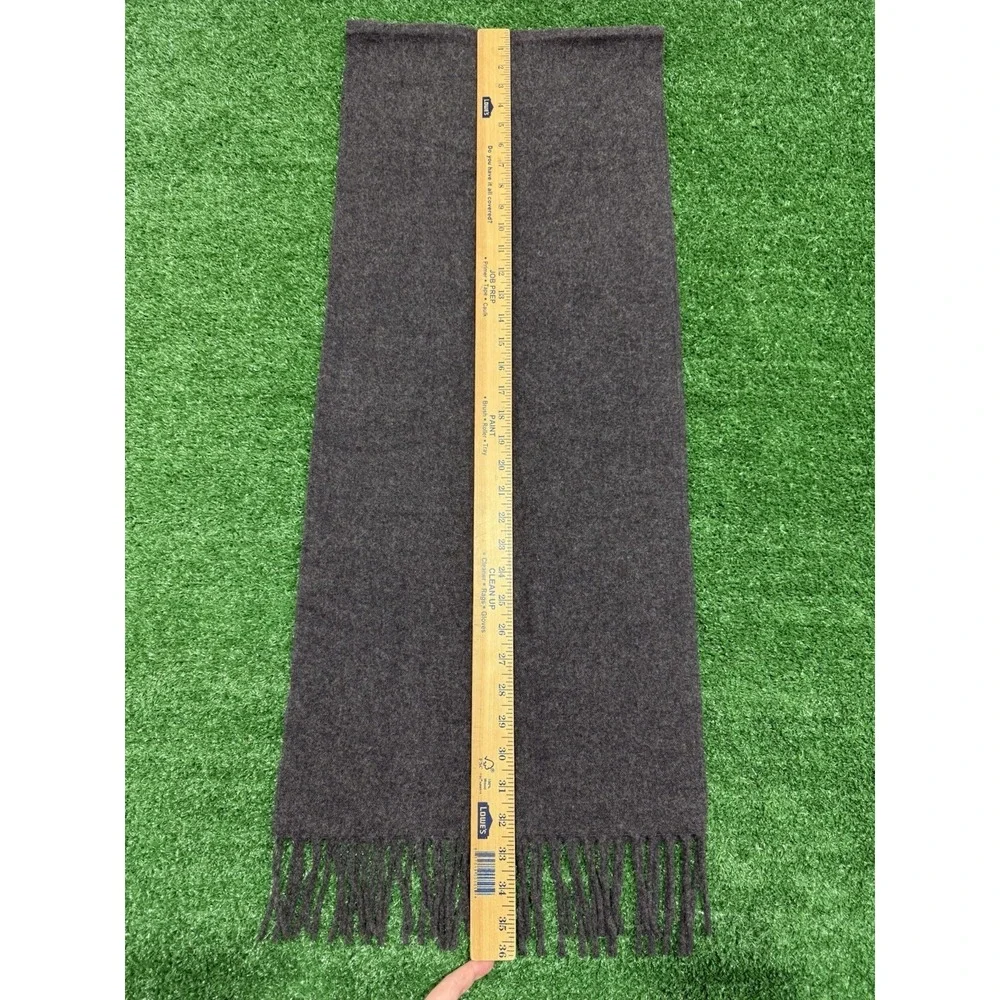 Polo Ralph Lauren Italy Charcoal Grey Wool/Cashmere Fringe Scarf Polo Pony Logo